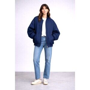 Vintage Aberdeen Bomber Jacket Mens XL Navy Blue Harrington Zip Cotton Lined Ret